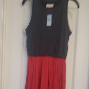 Gray and Red Sleeveless Dress